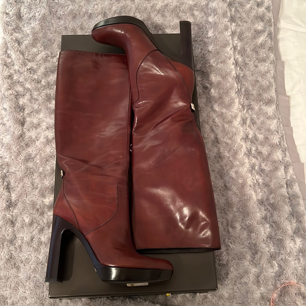 Gucci Beatles Kid Heeled Boots Cocoa Size 8.5 NWT